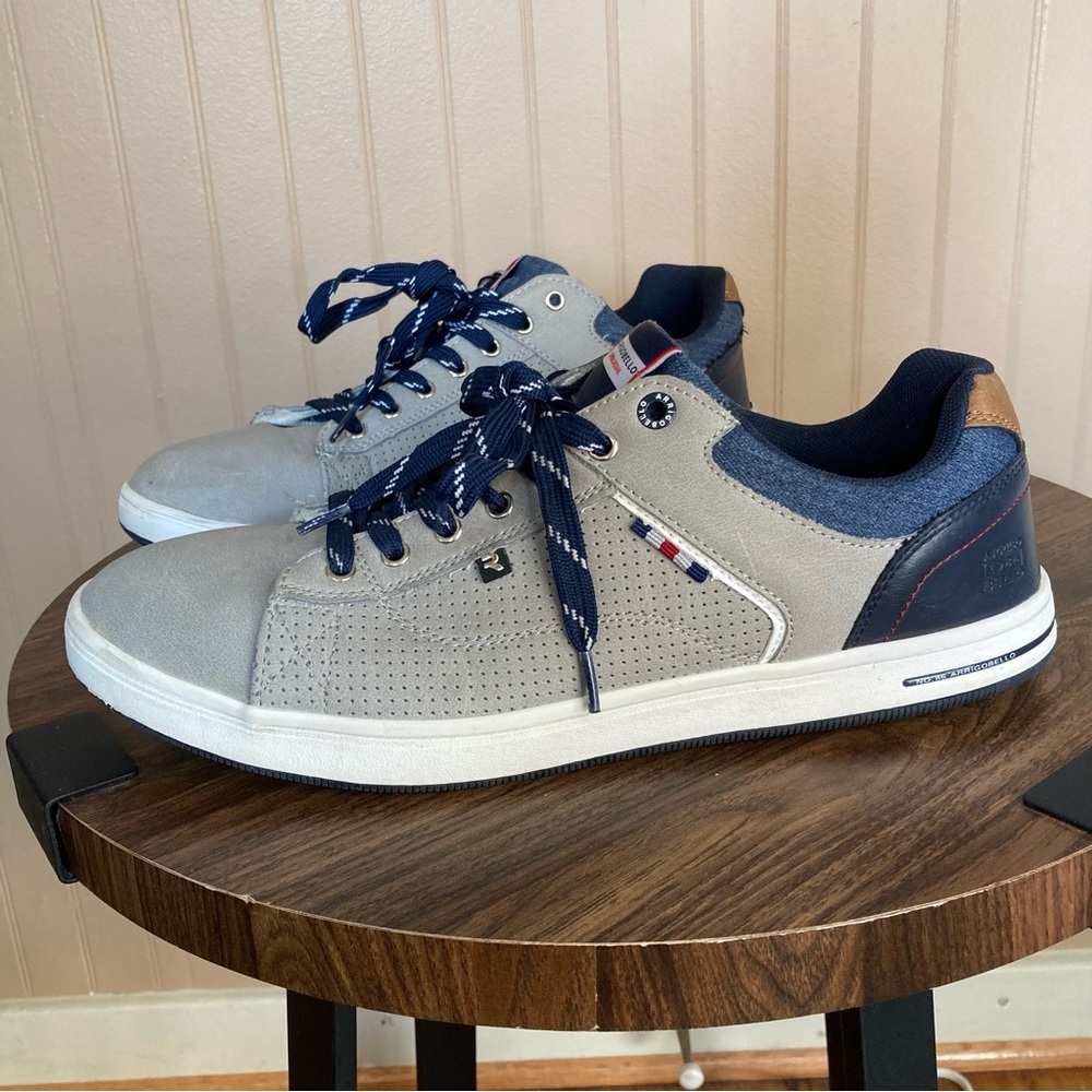 Arrigo Bello Men’s Casual Sneakers Low-Top Design Lace-Up Closure Blue Gray 11.5